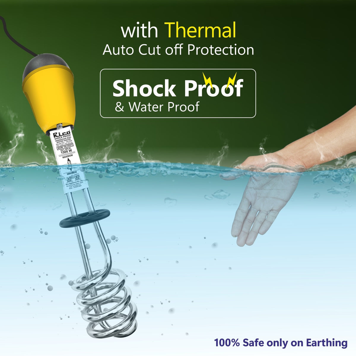 Shock Proof Immersion Rod 1500 Watts IR1412 - Rico Appliances