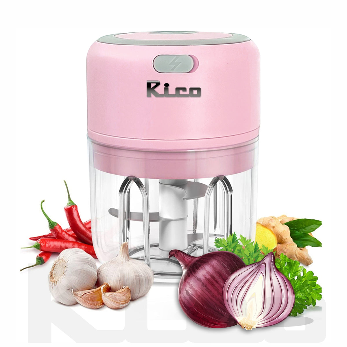 Stainless Steel pink Rechargeable Mini Garlic/Ginger Meat Chopper Fruit